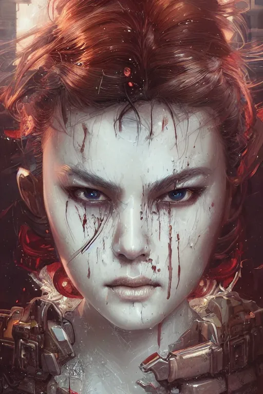 Image similar to ultra realistic illustration, snowy, asian bloodied face, hacknaut cyberpunk, sci - fi, fantasy, intricate, elegant, highly detailed, digital painting, artstation, concept art, smooth, sharp focus, illustration, art by artgerm and greg rutkowski and alphonse mucha