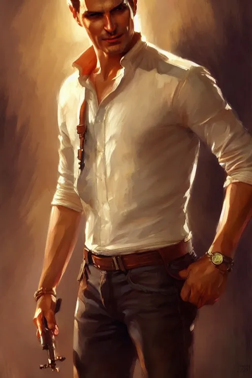 Image similar to uncharted, painting by vladimir volegov, j. c. leyendecker, tom of finland, trending on artstation