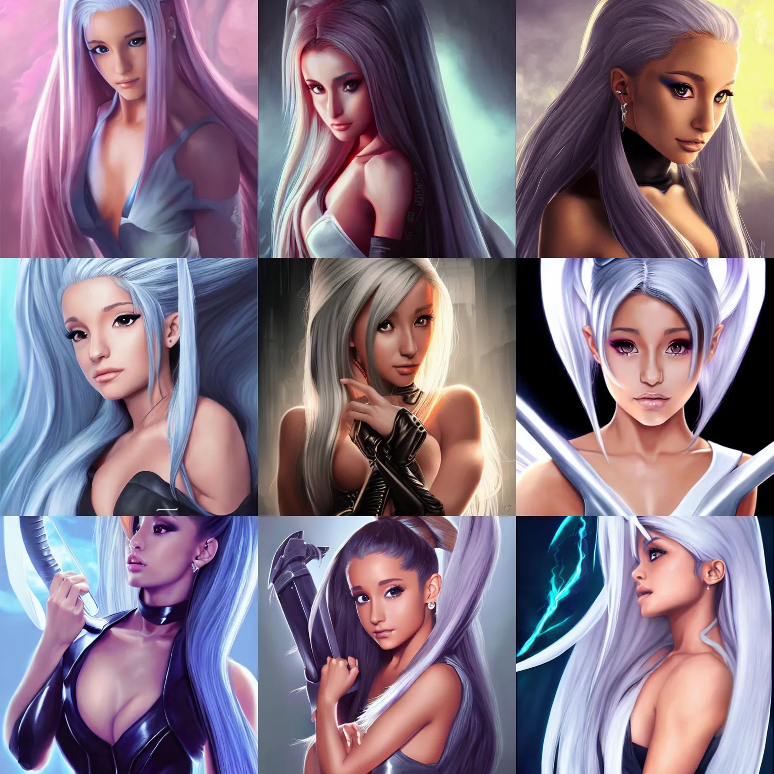 Prompt: a painting of ariana grande as sephiroth by artgerm, highly detailed, atmospheric lighting, attractive female, deviantart