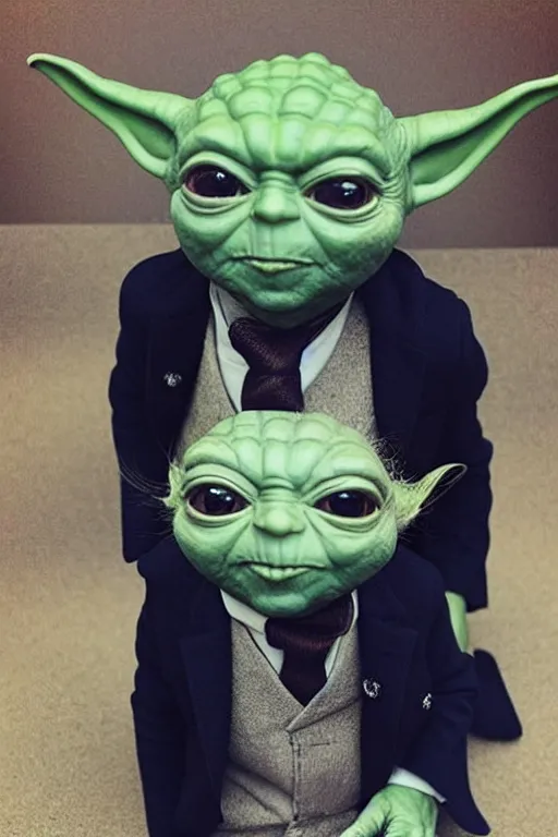 Image similar to yoda looking dapper wearing a suit