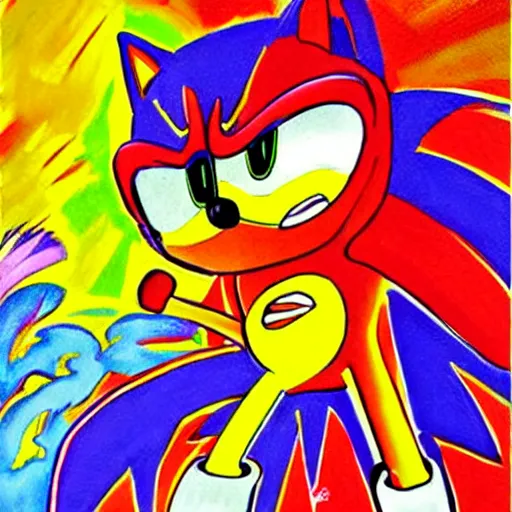 Image similar to sonic the hedgehog as imagined by peter max