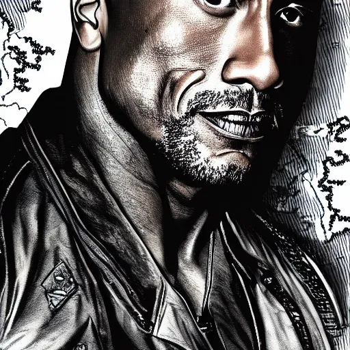 Image similar to A portrait of Dwayne Johnson, in the style of Mappa,