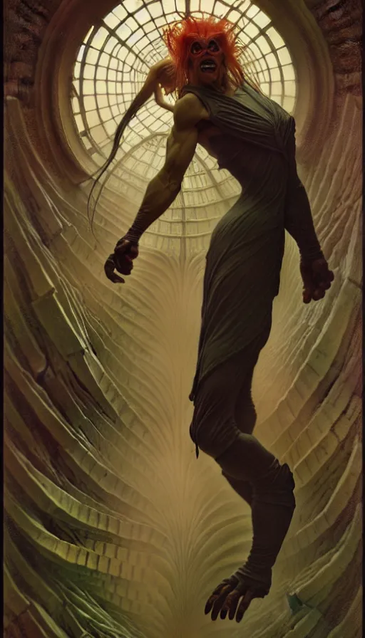 Prompt: portrait of a demon wearing toe shoes ( vibram five fingers ), martina fackova, cristi balanescu, todd lockwood, tyler jacobson, greg rutkowski, alphonse mucha, karol bak, magalie villeneuve