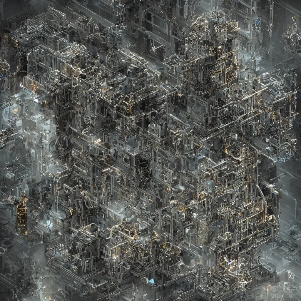 Image similar to “a cyborg human connected to a memory vault living in a simulation that is manifesting a high detailed structural temple made out of atoms, highly detailed in 4K, hyper realistic”