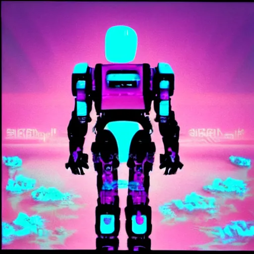 Prompt: skynet, vaporwave