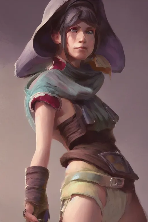 Prompt: rpg character art of a yordle woman, highly detailed, half - body composition, by jeremy lipking, by studio ghibli, by disney, video game fanart