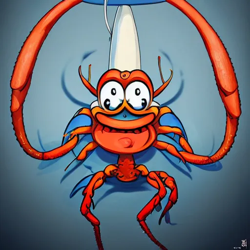 Image similar to portrait of mr krabs at the krusty krab, anthropomorphic crab, stalk eyes, art by chengwei pan, art by viktoria gavrilenko, detailed, intricate, trending on artstation