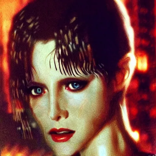 Image similar to of gorgeous and vulnerable Rachael in Blade Runner, photorealistic,