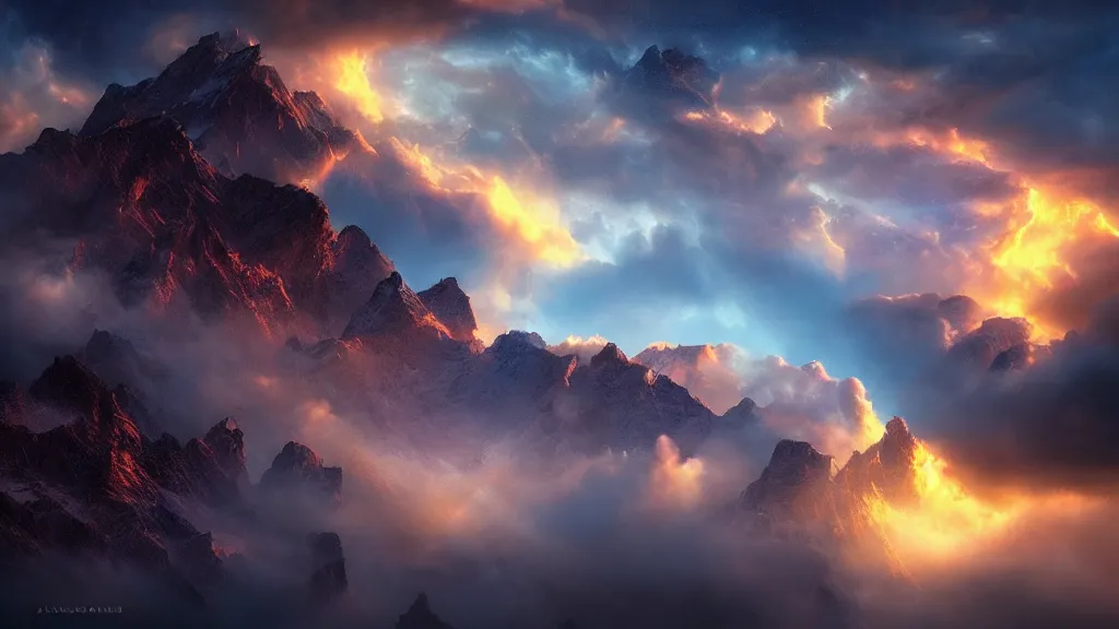 Prompt: amazing photo of anime sky by marc adamus, beautiful dramatic lighting