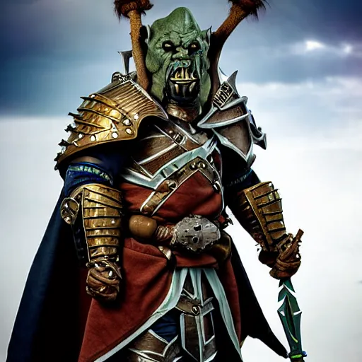 Prompt: orc paladin by Peter Kemp, fantasy, medieval