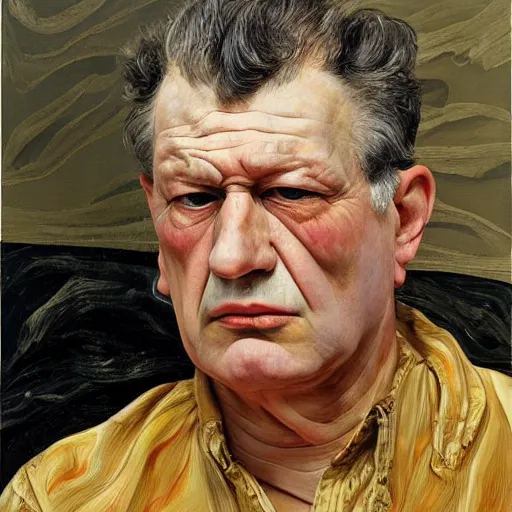 Image similar to high quality high detail painting by lucian freud, hd, gustavo santaolalla