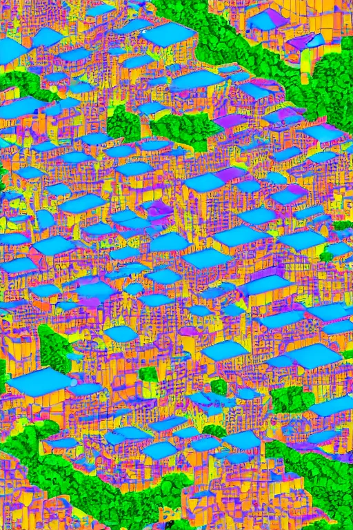 Prompt: favelas in rio, height map, bump map, diffusion map, 3 d, by lisa frank