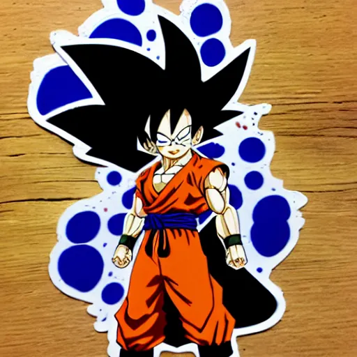 Image similar to die cut sticker, goku one piece style, splatter paint