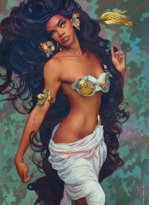 Image similar to naomi smalls, drag queen, painting by artgerm and greg rutkowski and alphonse mucha