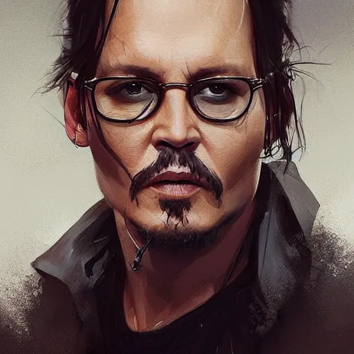 Image similar to “ portrait of johnny depp by greg rutkowski, young, attractive, highly detailed portrait, scifi, digital painting, artstation, concept art, smooth, sharp foccus ilustration, artstation hq ”