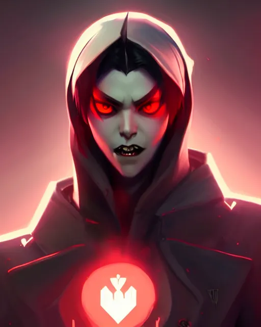 Image similar to hq rendering, dark vampire, character portrait, concept art, painterly, fanart, highly detailed in the style of overwatch by ilya kuvshinov, wenjun lin,