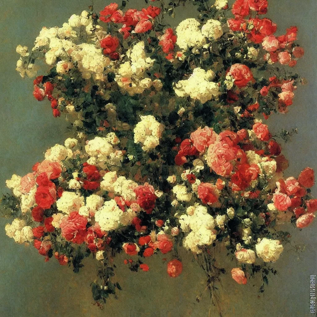 Image similar to a bouquet of flowers, by ilya repin