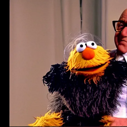 Prompt: Danny Devito as a fuzzy puppet muppet in sesame street, 8k resolution, full HD, cinematic lighting, award winning, anatomically correct