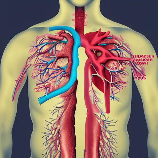 Prompt: map of the human body with heart attack, award-winning, trending on artstation, photorealistic