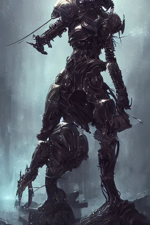 Prompt: Cybernetic Noxious Gas Armor, fantasy, magic, digital art by WLOP, highly detailed, illustration, bossfight, darksouls