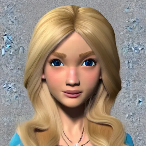 Image similar to a 3d princess with blonde hair , 3d cgi , disney style , photorealistic