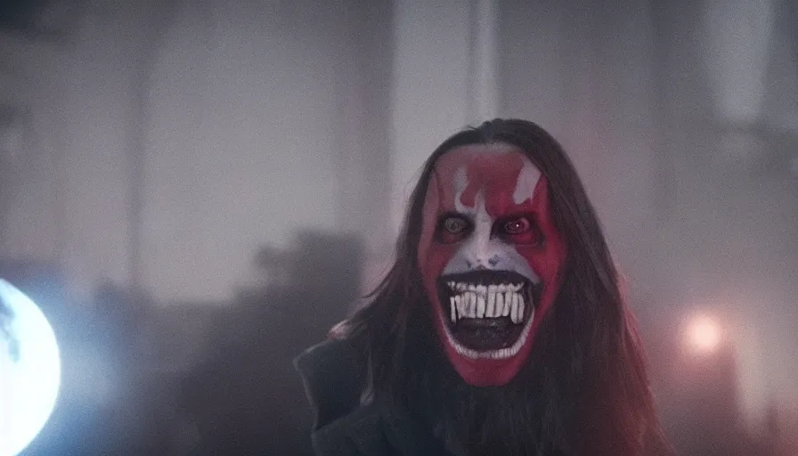 Prompt: Morbius played by Jared Leto, cinematic lighting, cinematography, film still