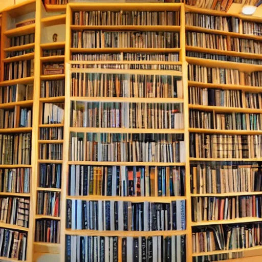 Prompt: maze with walls formed by bookshelves