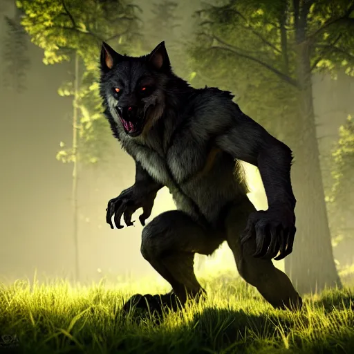 Image similar to cute werewolf from van helsing unreal engine hyperreallistic render 8k character concept art masterpiece forest background