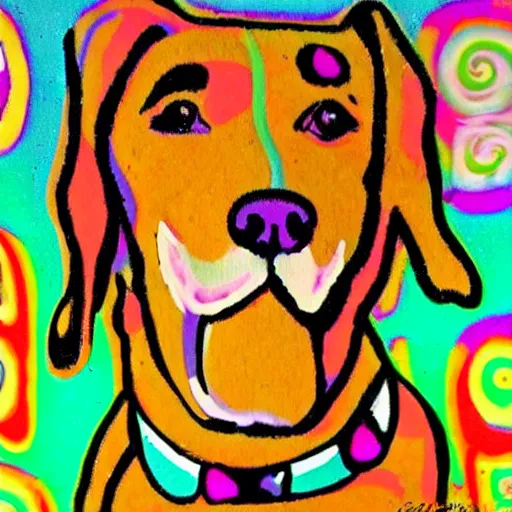 Image similar to 6 0 s kitsch and psychedelia unflappable patty dog