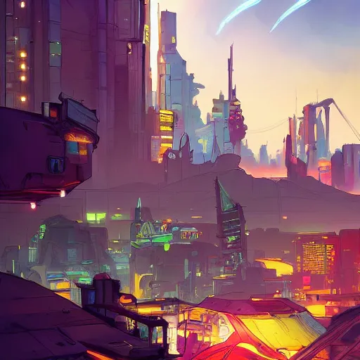 Image similar to science fiction city, borderlands 3 concept art, llustration, cyberpunk dark fantasy art, gta 5 cover, official fanart behance hd artstation by jesper ejsing, by rhads, makoto shinkai and lois van baarle, ilya kuvshinov, ossdraws