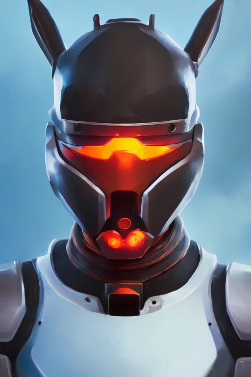 Image similar to epic mask helmet robot ninja portrait stylized as fornite style game design fanart by concept artist gervasio canda, behance hd by jesper ejsing, by rhads, makoto shinkai and lois van baarle, ilya kuvshinov, rossdraws global illumination radiating a glowing aura global illumination ray tracing hdr render in unreal engine 5