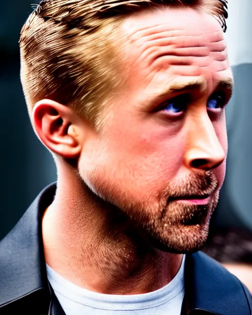 Image similar to ryan gosling reaction picture, high definition, xf iq 4, f / 1. 4, iso 2 0 0, 1 / 1 6 0 s, 8 k, raw, dramatic lighting, symmetrical balance, in - frame