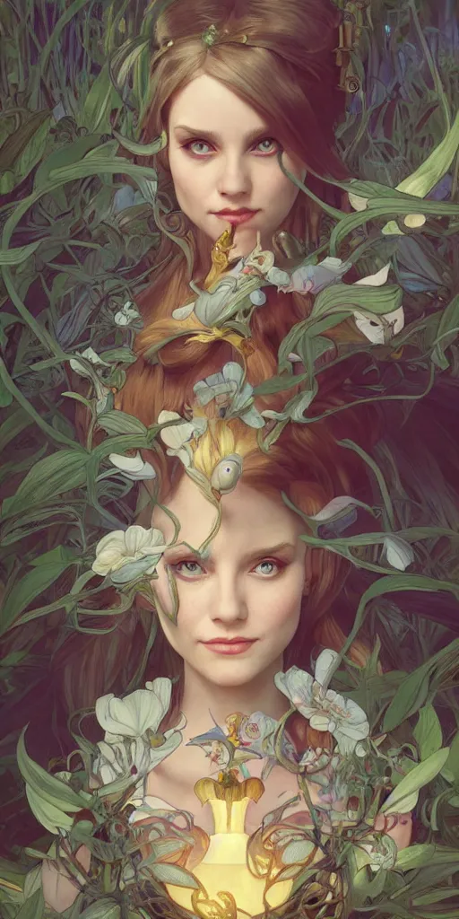 Image similar to alice in wonderland, intricate, highly detailed, digital painting, artstation, concept art, smooth, sharp focus, illustration, Unreal Engine 5, 8K, art by artgerm and greg rutkowski and alphonse mucha