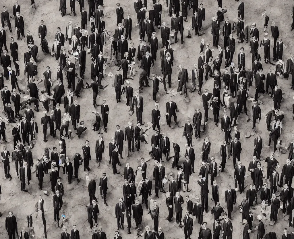 Image similar to business men group by jimmy nelson. on a roof in center hong kong