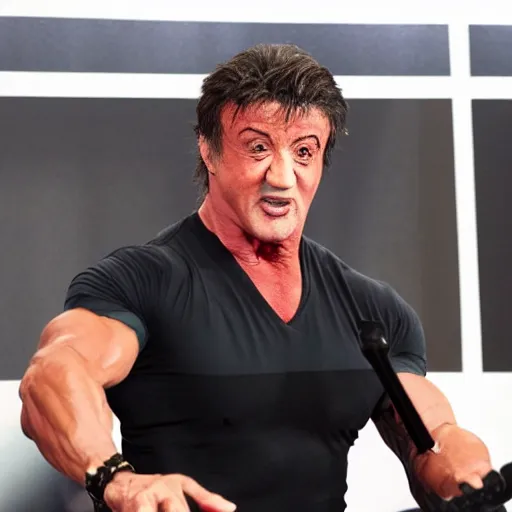 Prompt: sylvester stallone as anime character, kyoto animation, magical