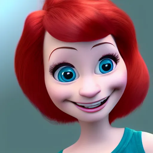 Image similar to Christina Hendricks as Disney Pixar character, 3d render, 4k,