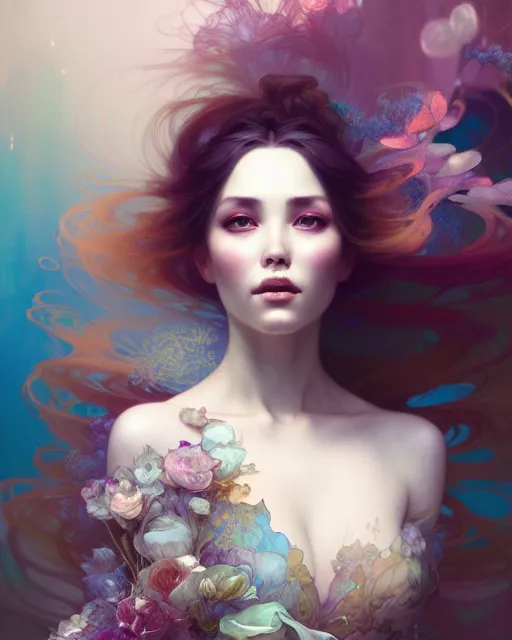 Prompt: ultrarealistic Portrait of ethereal deity wearing beautiful gown, calm, 4k digital masterpiece by Anna Dittman and Alberto Seveso Ruan Jia, rossdraws and alphonse mucha and loish and WLOP, fantasycore, Hyperdetailed, realistic digital painting, atmospheric, soft lighting, featured on Artstation