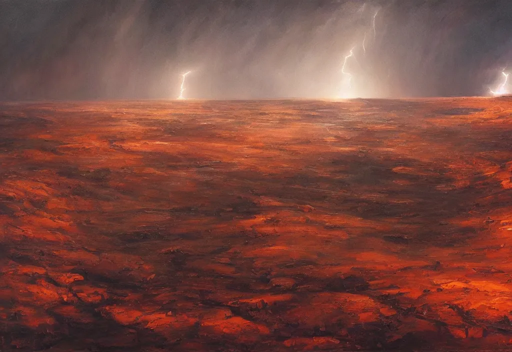 Prompt: mars landscapes, cinematic lightning, dramatic, highly detailed, oil painting,