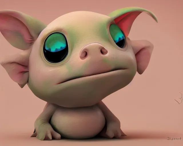 Image similar to 3D Fantasy Cute and adorable space piglet princess, huge adorable eyes, bright stars, Smooth 3D Illustration, soft render, Servando Lupini, Daniil Kudriavtsev, handpaint texture, Blender, 3DCoat