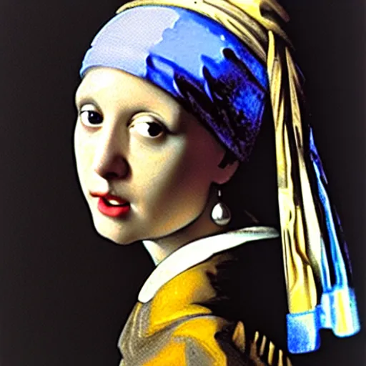 Prompt: girl with a pearl earring by h r giger