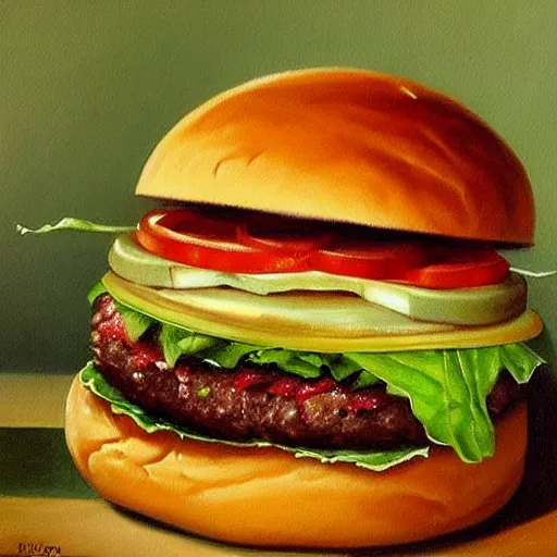 Image similar to beautiful burger painting by Ivan Shishkin