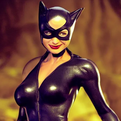 Prompt: High definition, high octane, award winning full body shot of Catwoman posing for the camera, realistic.