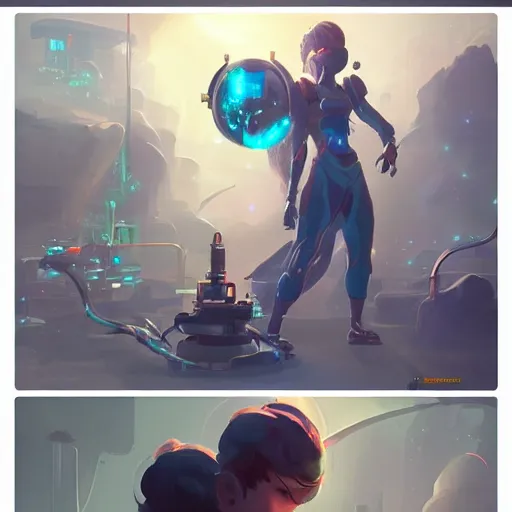 Image similar to an intergalactic mechanic using magic powers to rebuild and restore a planet. concept art, character design, artstation trending, by rossdraws, wlop, greg rutkowski