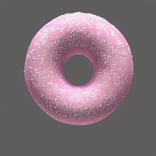 Image similar to 3 d render of realistic pink frosted donut with sprinkles