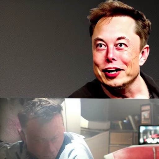 Image similar to elon musk on couch playing call of duty, high detailed,