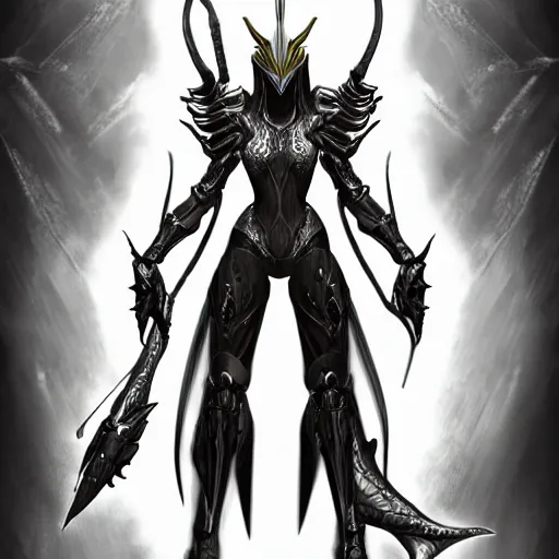 Image similar to highly detailed exquisite fanart, of a beautiful female warframe, but as an anthropomorphic robot dragon, matte black metal armor with white accents, engraved, elegant pose, close-up shot, epic cinematic shot, sharp claws for hands, professional digital art, high end digital art, singular, realistic, captura, DeviantArt, artstation, Furaffinity, 8k HD render