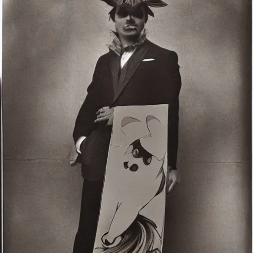 Prompt: elegant man dressed up as pikachu, art photo by Annie Liebovitz and Alphonse Mucha