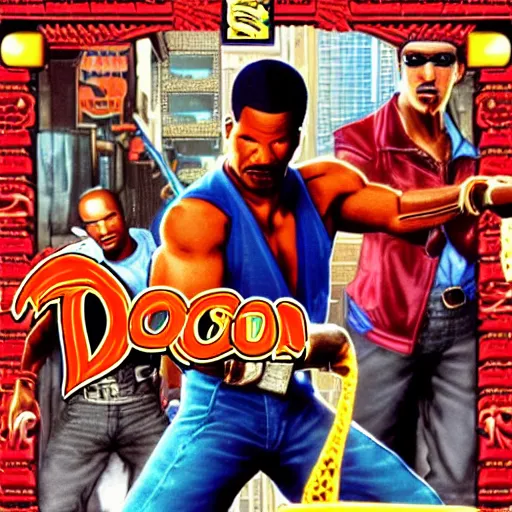 Prompt: portrait of jamie foxx in double dragon video game splash screen