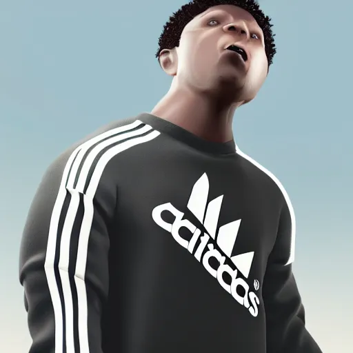 Image similar to among us ( videogame ) funny character with adidas tracksuit, 8 k, octane render, blender, artstation