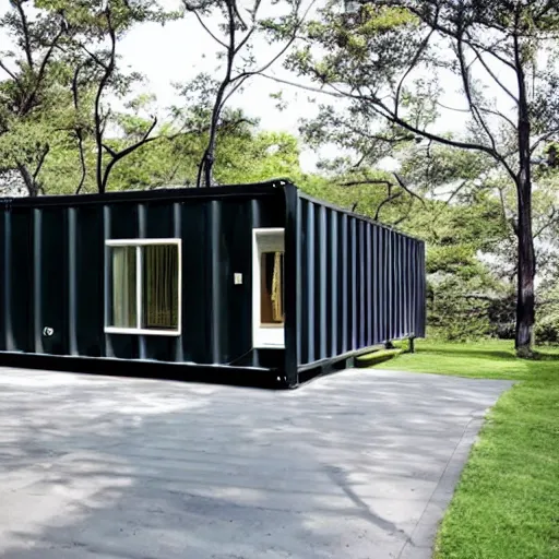 Image similar to luxury! shipping container! house!!! designed by ludwig mies van der rohe!